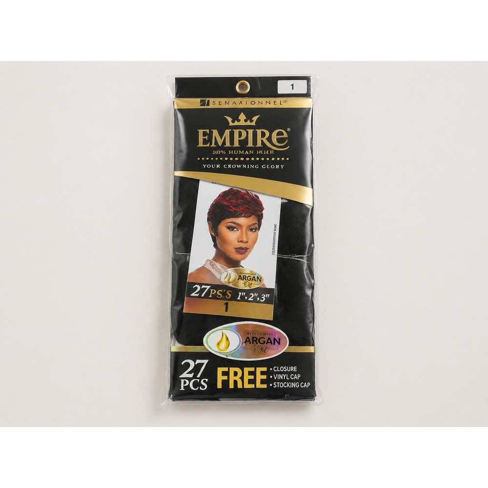 Sensationnel Empire 100% Human Hair 27 Pcs Weave 1 2 3 Inch Color 1 Argan Oil